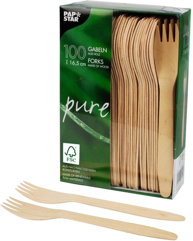 PAPSTAR Gabeln Einweg Holz Braun 100 Stück