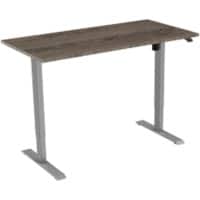 euroseats Logan Rechteckig Elektrisch Höhenverstellbar Sitz-Stehschreibtisch Eiche Silber Grau 1.600 x 800 x 750 - 1.235 mm