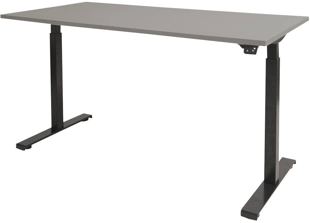 Schaffenburg Dextro Basic Sitz-Stehschreibtisch Grau T-Fuß 1.600 (B) x 800 (T) x 705 (H) mm Melamin