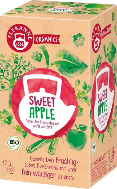 TEEKANNE Organics Sweet Apple Bio Koffeinfrei Tee Apfel, Zimt 20 Stück à 2.5 g
