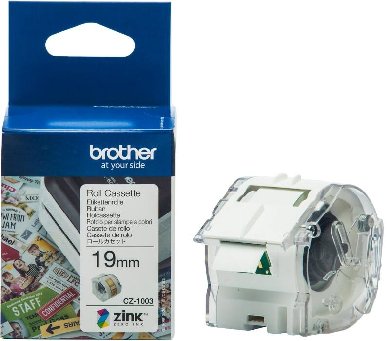 Brother CZ-1003 Authentic Etikettenrollen-Kassette Selbstklebend Weiß 19 mm x 5m
