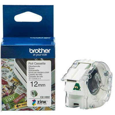Brother CZ-1002 Authentic Etikettenrollen-Kassette Selbstklebend Weiß 12 mm x 5m