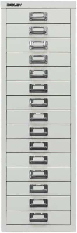Bisley Schubladenschrank 15 Schübe Lichtgrau 279 x 380 x 860 mm