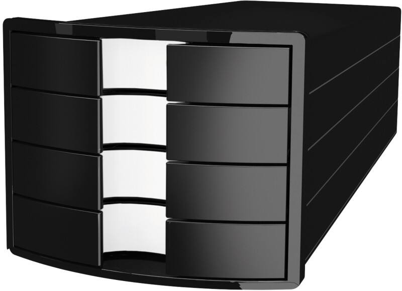 HAN Schubladenmodul PS (Polystyrol) Schwarz 4 Schübe 28 x 36,7 x 23,5 cm A4