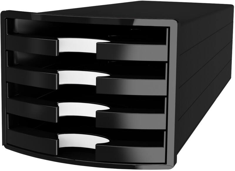 HAN Schubladen-Set PS (Polystyrol) Schwarz 4 Schübe 28 x 36,7 x 23,5 cm A4