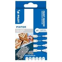 Pilot PINTOR Lackmarker Rundspitze, Keilspitze 0.7 mm, 1.0 mm, 1.4 mm, 8.0 mm Weiß 4 Stück