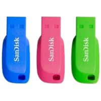 SanDisk USB 2.0 USB-Stick Cruzer Blade 32 GB Blau, Grün, Rosa 3 Stück