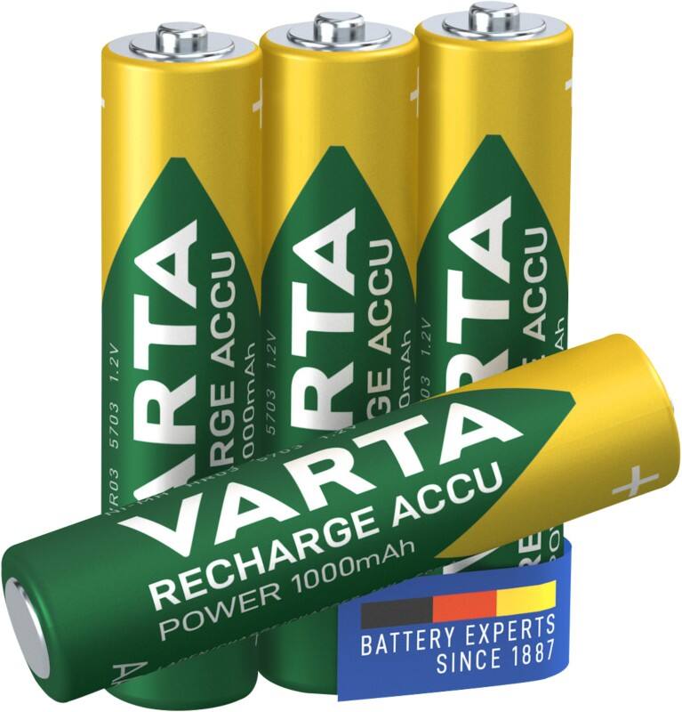VARTA Wiederaufladbare Batterien Rechargeable ACCU Power AAA 1000 mAH 4 Stück