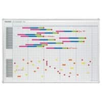 Franken Premiumline Jahreskalender Whiteboard 32 positions Magnetisch Lackierter Stahl Wandmontierbar 90 x 60 cm