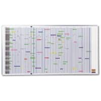 Franken Premiumline Personal- & Projektplaner Whiteboard 90 positions Magnetisch Lackierter Stahl Wandmontierbar 193 x 100 cm