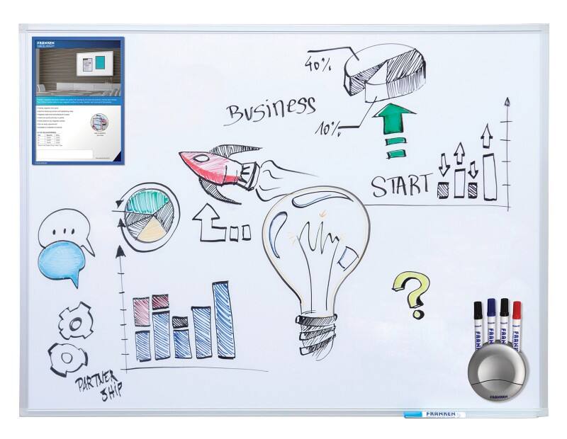 Franken Whiteboard Wandmontiert Magnetisch Emaille Einseitig 60 (B) x 45 (H) cm