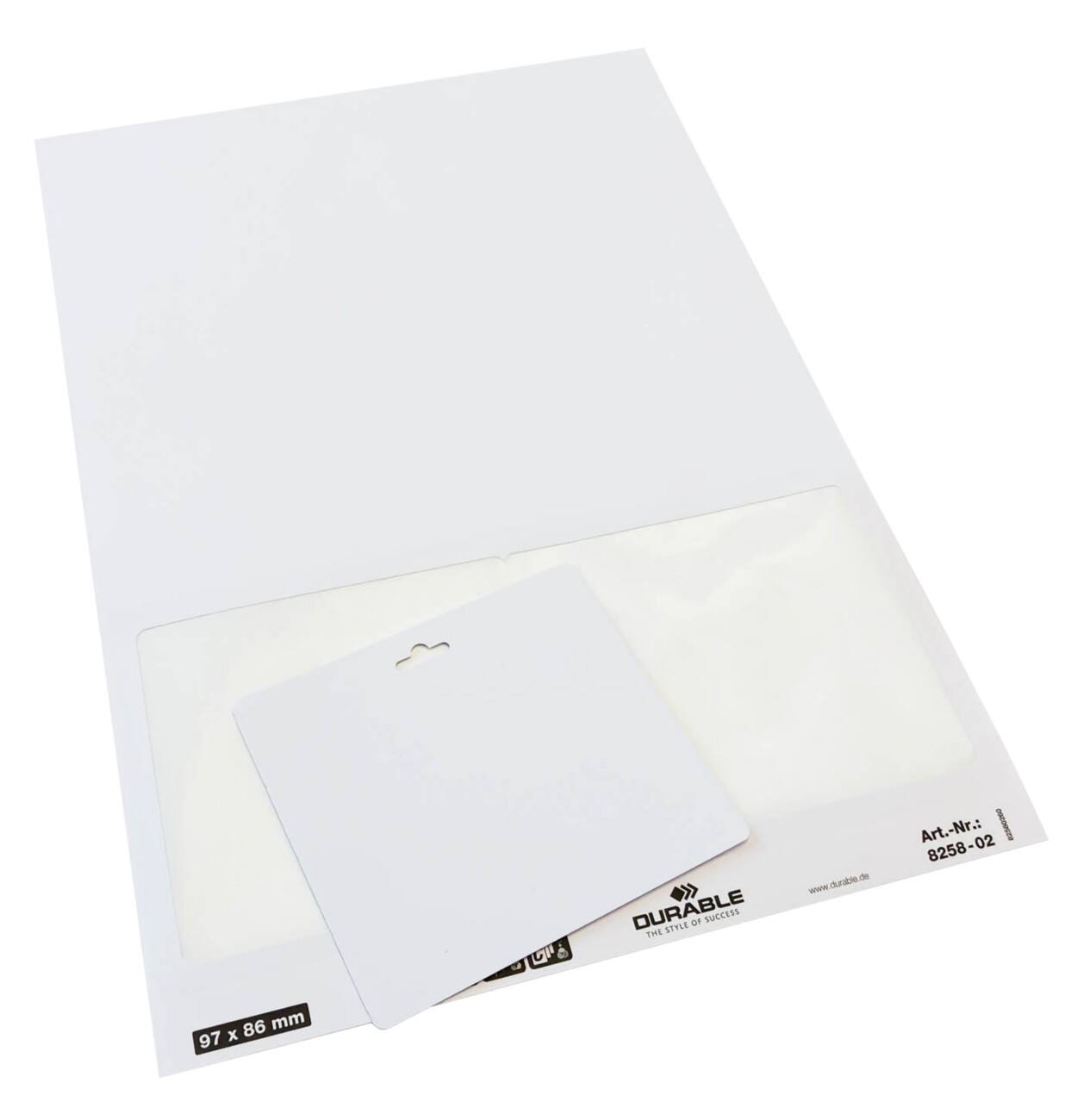 DURABLE Besucherausweis Weiß Querformat 97 x 86mm 825802 100 Stück