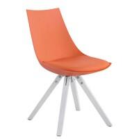 Esszimmerstuhl Albi Kunstleder, Holz, Kunststoff Orange Weiß Vierbeinig