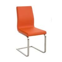 Esszimmerstuhl Belfort Kunstleder, Edelstahl Orange H-Fuß-Gestell