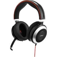 Jabra Evolve 80 MS Stereo Kabelgebundenes Headset mit Kopfbügel 3,5 mm/USB Anschluss Geräuschunterdrückung mit Mikrofon Schwarz