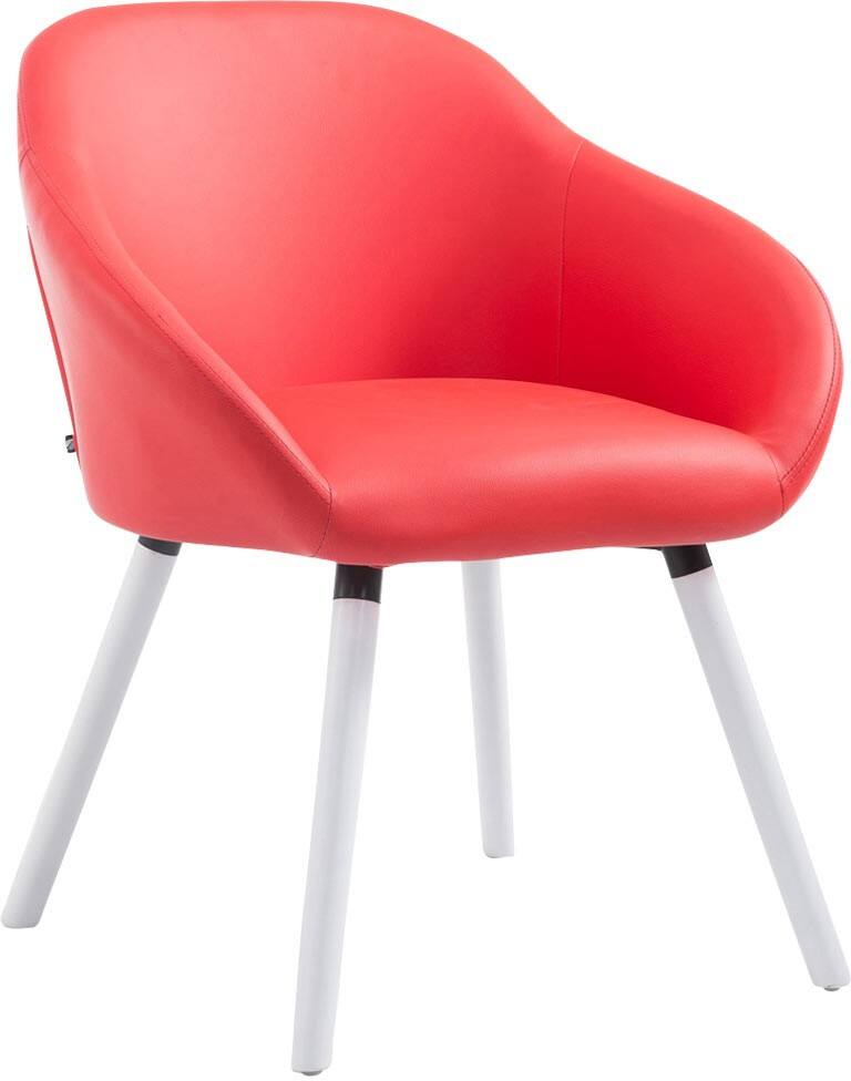 Esszimmerstuhl Hamburg Kunstlederr Rot mit weißen Beinen