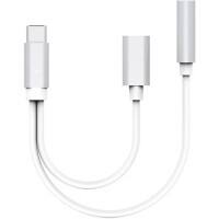 XLAYER 215071 1 x USB C Stecker auf 1 x Buchse 3,5 mm Buchse, 1 x USB C Buchse Adapterkabel 0,12 m Silber