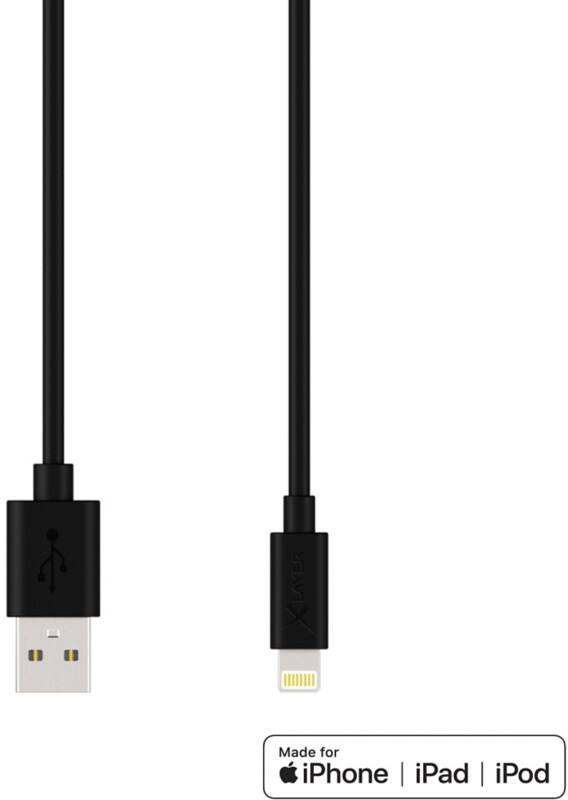 XLAYER 210569 1 x USB A Stecker auf 1 x Apple Lightning Stecker Lade- und Sync-Kabel 1,2 m Schwarz