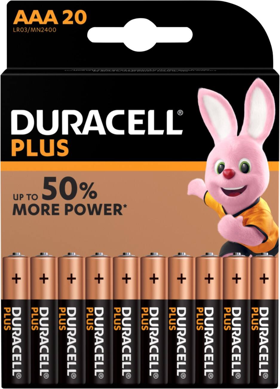 Duracell AAA Alkali-Batterien Plus Power LR03 1,5 V 20 Stück