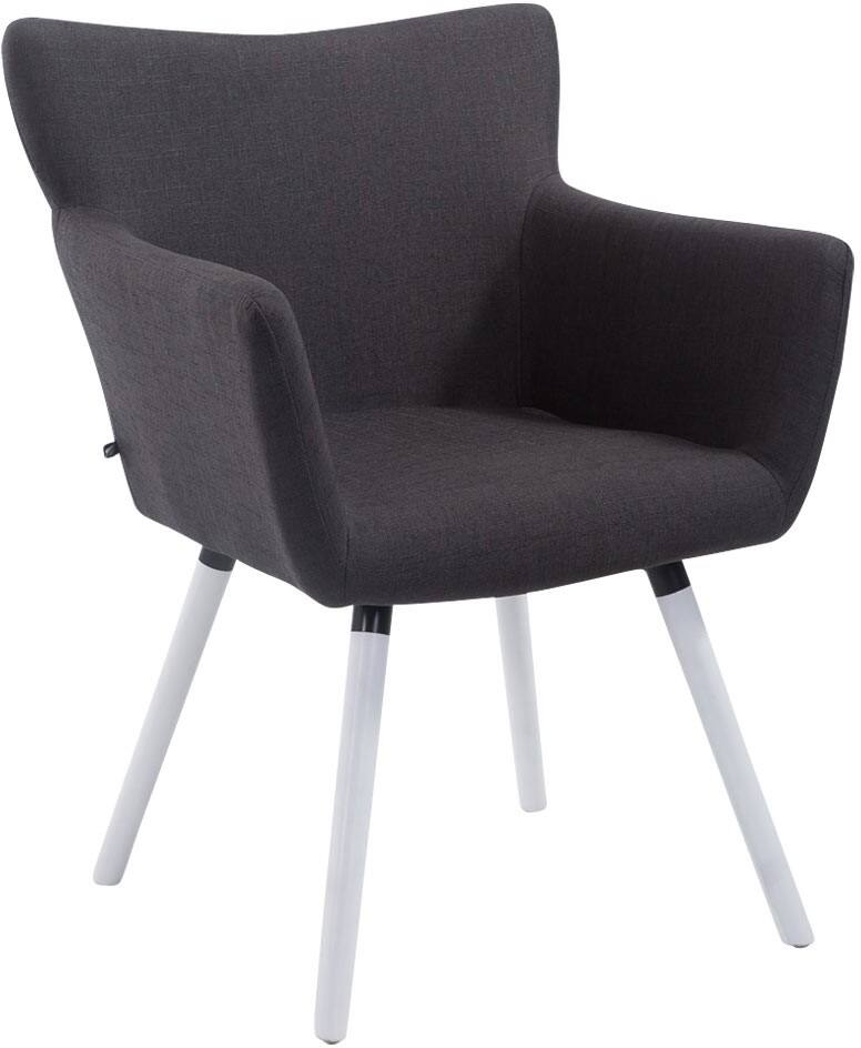 Besucherstuhl Antwerpen Stoff Dunkelgrau, Weiß