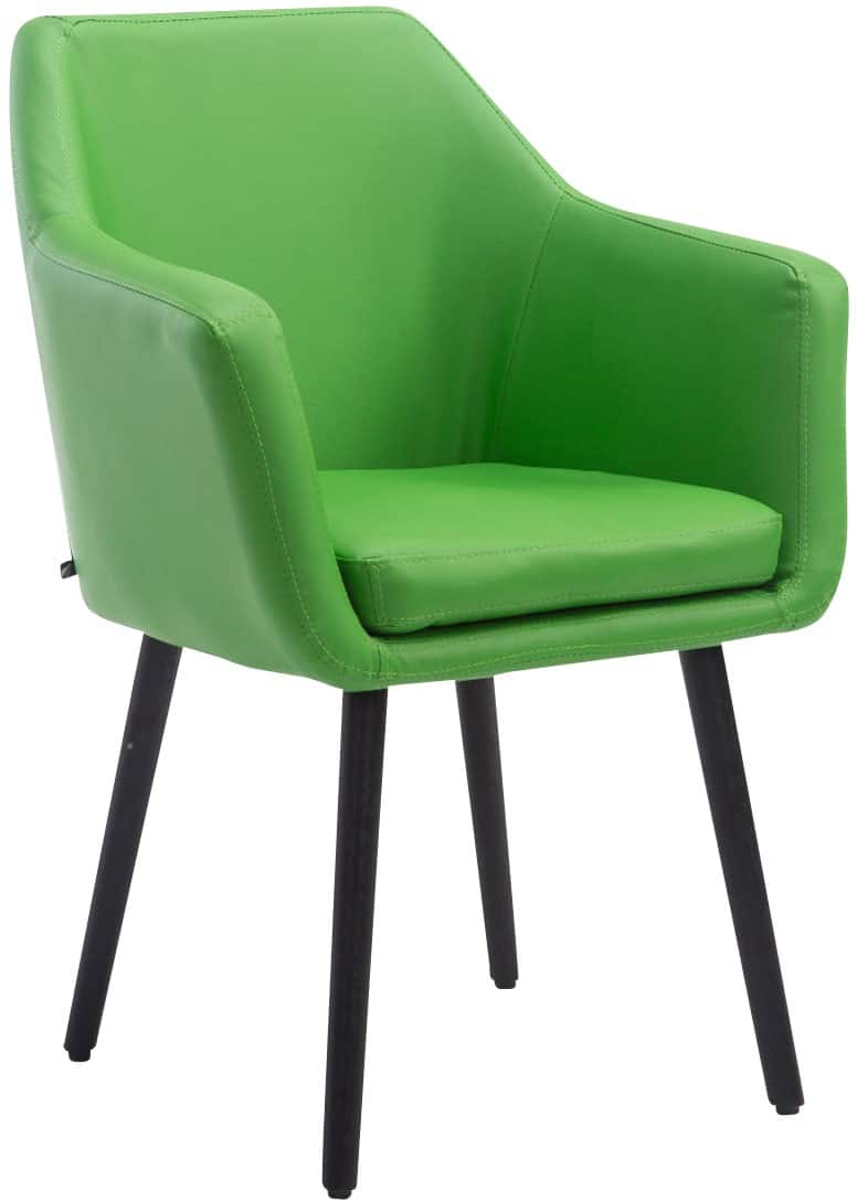 Esszimmerstuhl Utrecht Bonded Leder Grün mit schwarzen Beinen