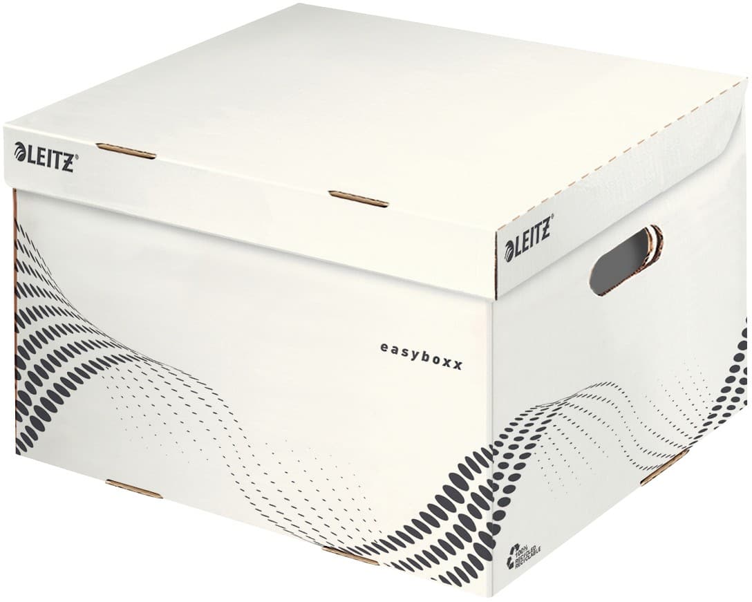 Leitz easyboxx Aufbewahrungsbox mit Klappdeckel Weiß Karton 36,7 x 32,5 x 26,3 cm 15 Stück