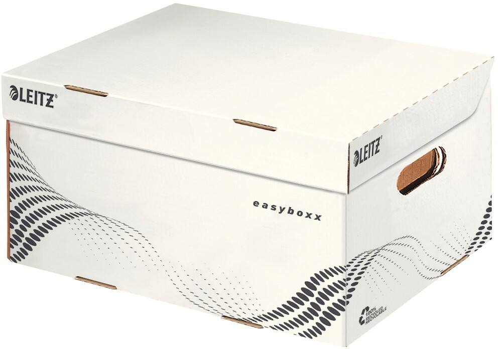 Leitz easyboxx Aufbewahrungsbox mit Klappdeckel Weiß Karton 35,5 x 25,2 x 19,3 cm 15 Stück