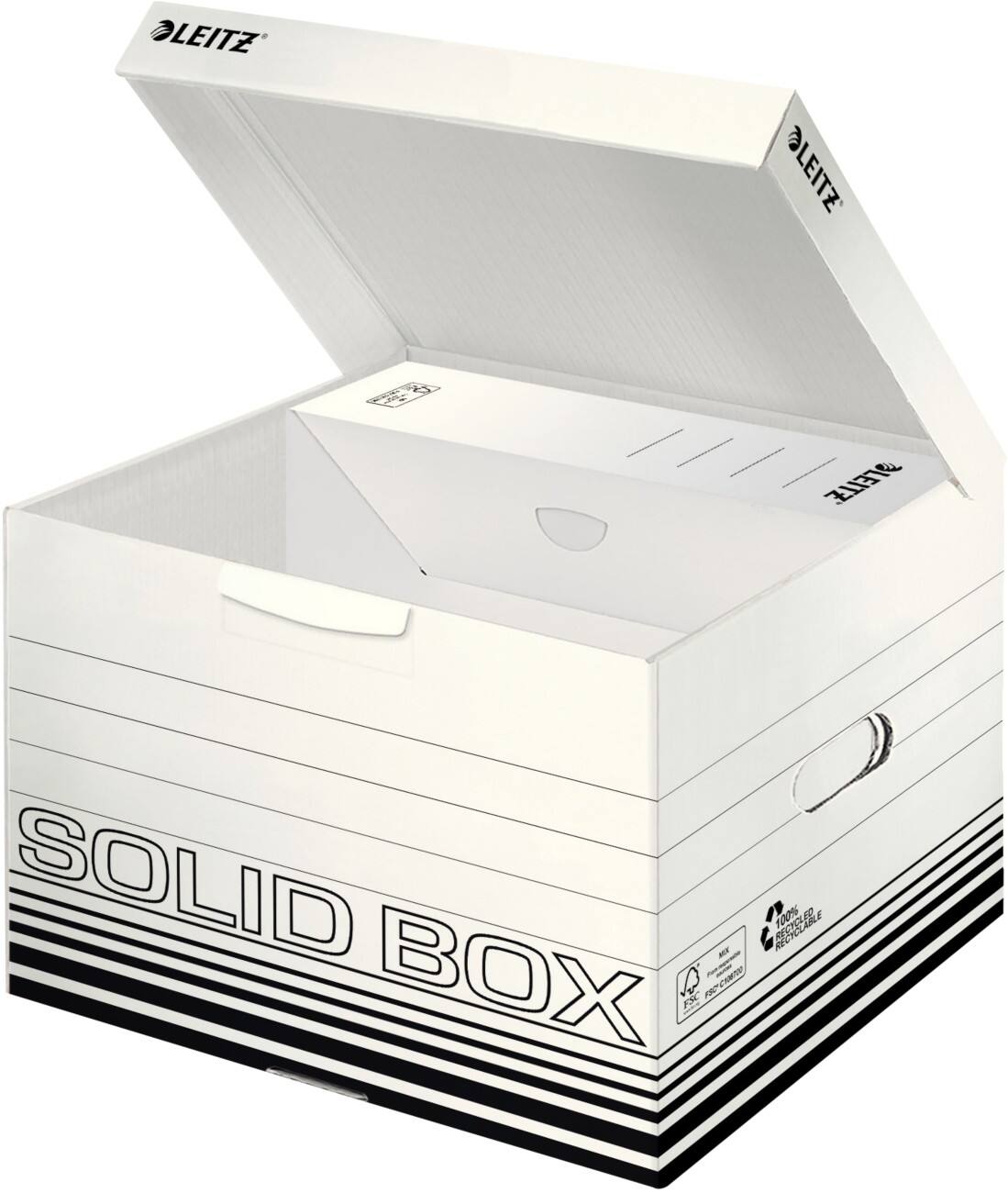 Leitz Solid Aufbewahrungsbox mit Klappdeckel Weiß Karton 32,5 x 36 x 27 cm 10 Stück