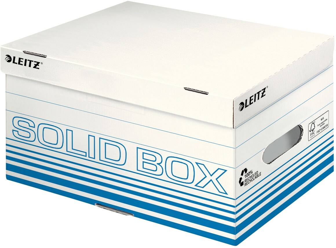 Leitz Solid Aufbewahrungsbox mit Klappdeckel Hellblau Karton 26,5 x 37 x 19,5 cm 10 Stück