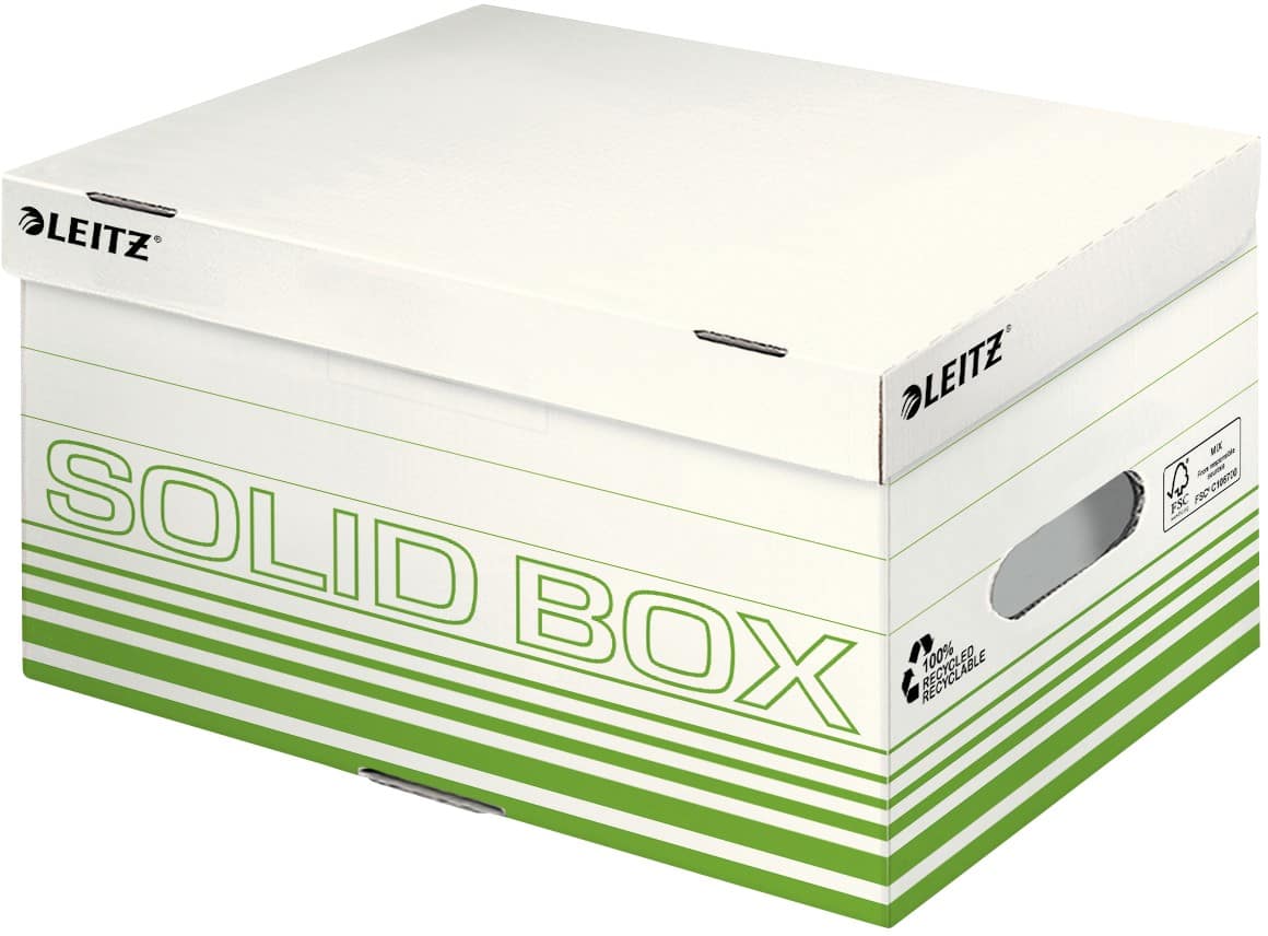 Leitz Solid Aufbewahrungsbox mit Klappdeckel Hellgrün Karton 26,5 x 37 x 19,5 cm 10 Stück