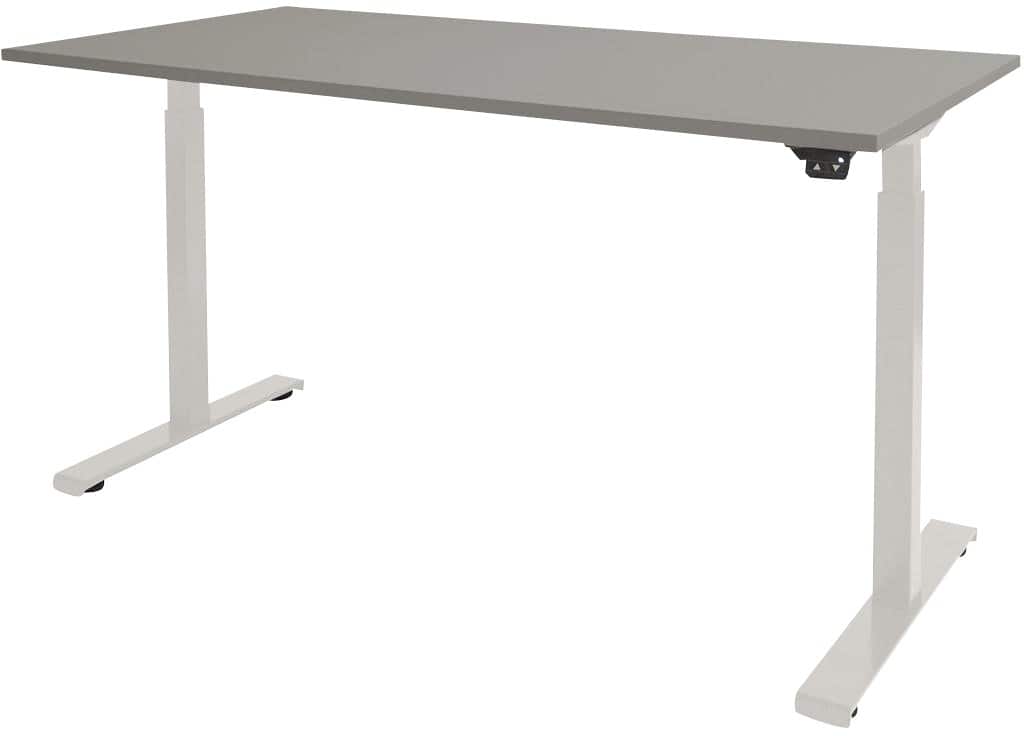 Schaffenburg Dextro Basic Elektrisch Höhenverstellbar Sitz-Stehschreibtisch Rechteckig Grau T-Fuß 1.200 (B) x 800 (T) x 705 (H) mm Melamin