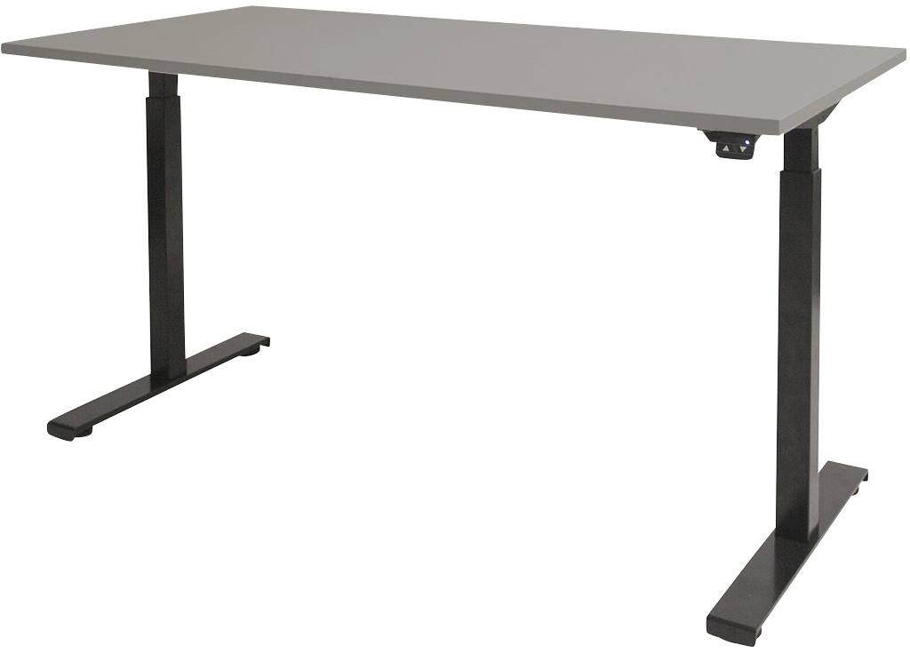 Schaffenburg Dextro Basic Elektrisch Höhenverstellbar Sitz-Stehschreibtisch Rechteckig Grau T-Fuß 1.200 (B) x 800 (T) x 705 (H) mm Melamin