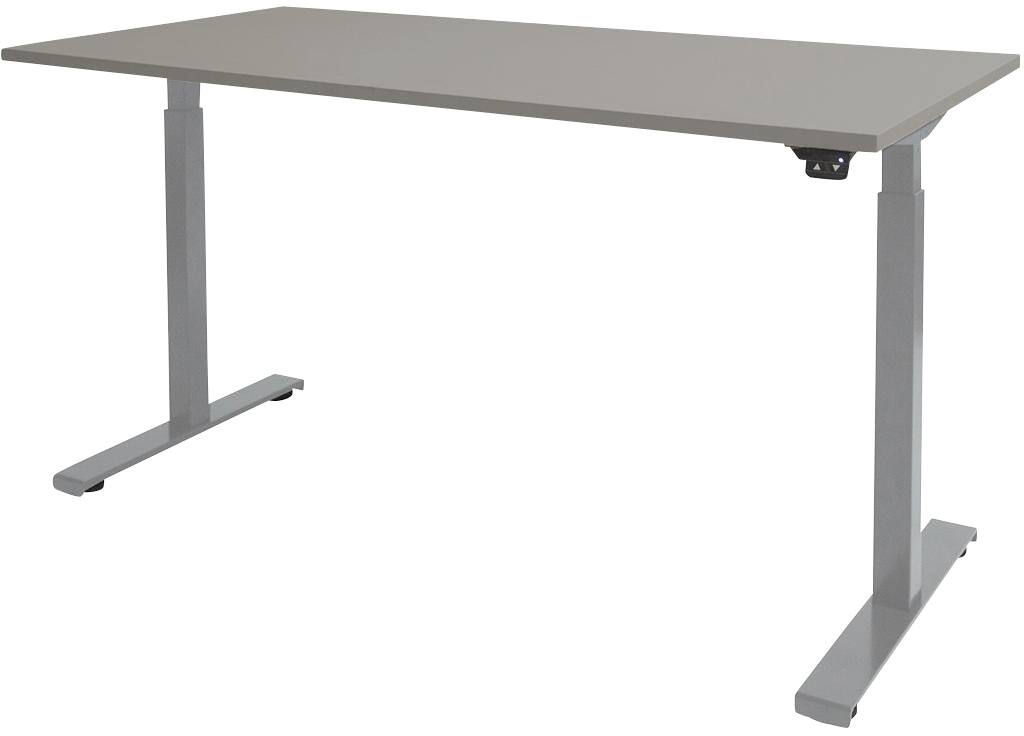 Schaffenburg Dextro Basic Elektrisch Höhenverstellbar Sitz-Stehschreibtisch Rechteckig Grau T-Fuß 1.400 (B) x 800 (T) x 705 (H) mm Melamin