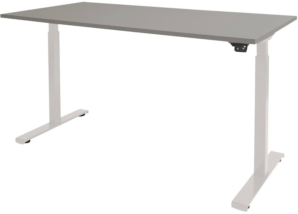Schaffenburg Dextro Basic Elektrisch Höhenverstellbar Sitz-Stehschreibtisch Rechteckig Grau T-Fuß 1.400 (B) x 800 (T) x 705 (H) mm Melamin