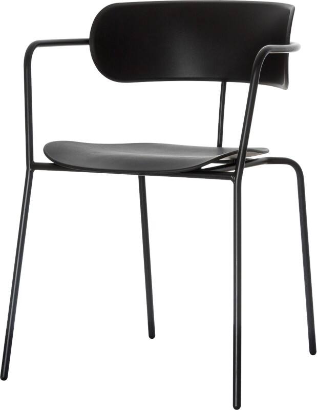 meet powered by PAPERFLOW Besucherstuhl Kunststoff Feste Armlehne Schwarz BISTRO  4 Stück