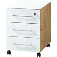 GERMANIA Rollcontainer 4201-242 Eiche Navarra, Weiß 400 x 500 x 550 mm