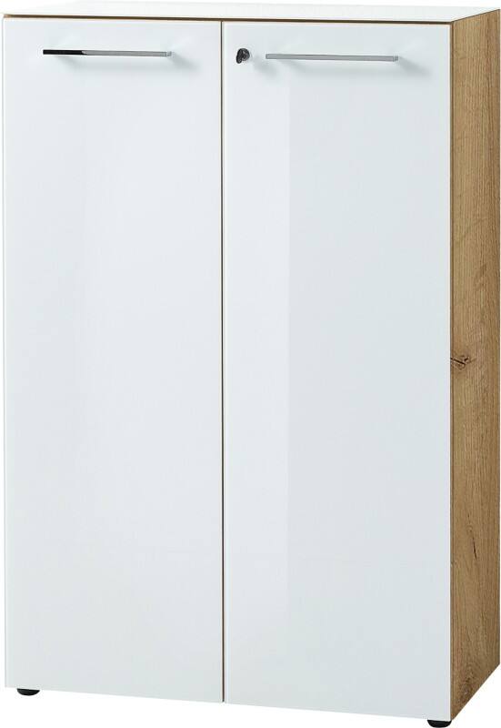 GERMANIA Aktenschrank Eiche 4 Füße 800 (B) x 370 (T) x 1.200 (H) mm Spanplatten, Glas