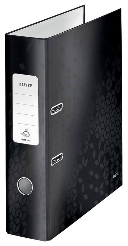 Leitz 180° WOW Ordner Breit A4 80 mm Schwarz 2 Ringe 1005 Laminierter Karton Hochformat