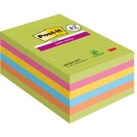 Post-it Super Sticky Haftnotizen 101 x 152 mm Färbig sortiert Rechteckig Liniert 90 Blatt Vorteilspackung 4 + 2 Gratis