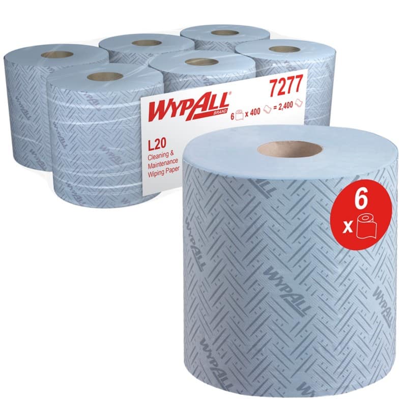 WYPALL WypAll Wischtücher Zentralentnahme Blau 2-lagig 0.6 m 7277 6 Rollen à 400 Blatt