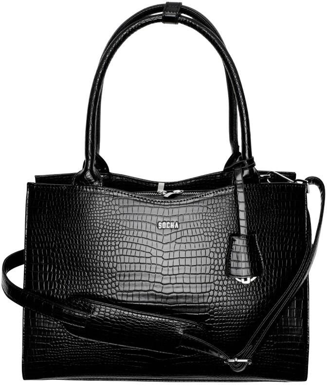 SOCHA Damen Laptoptasche Croco Jet Black 15.6 " 42 x 13 x 31,5 cm Schwarz