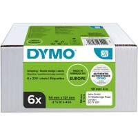 Dymo LW 2093092 / 99014 Authentic Versand-/Namensschildetiketten Selbstklebend Weiß 54 x 101 mm 6 Rollen à 220 Etiketten