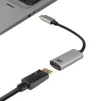 Act AC7030 1 x USB C Stecker auf 1 x Display Port Weiblich Konverter 0,15 m Grau