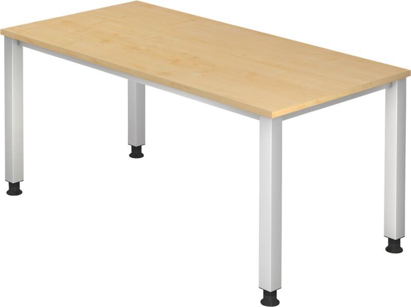 Hammerbacher Q Series VQS Höhenverstellbar Schreibtisch Rechteckig Ahorn 4 Metallfüße 1.600 (B) x 800 (T) x 810 (H) mm Spanplatte, Stahl