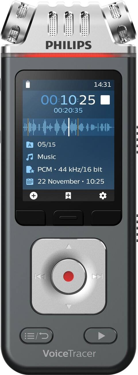 Philips Digitales Diktiergerät VoiceTracer DVT6110 Silber, Schwarz