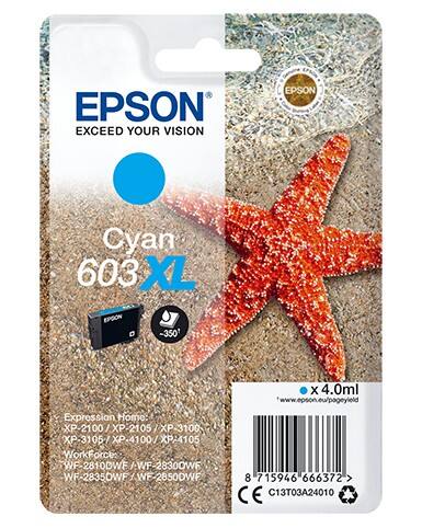 Epson 603XL Original Tintenpatrone C13T03A24010 Cyan