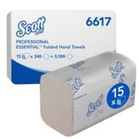 Scott Essential Falthandtücher Z-falz Weiß 1-lagig 6617 15 Stück à 340 Blatt