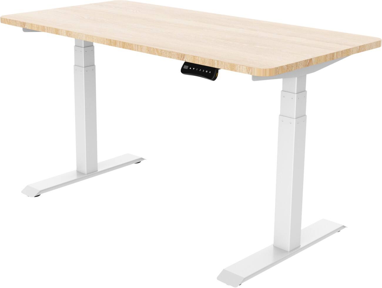 Realspace Sitz-Stehschreibtisch Eiche Weiß 1.600 x 800 x 605,5 - 1.252,5 mm