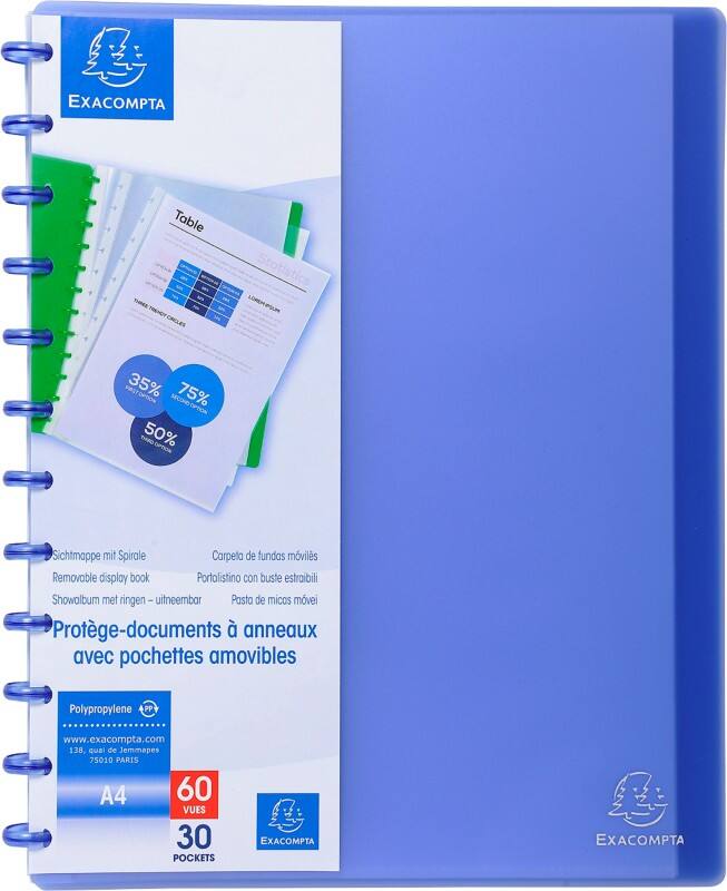 Exacompta Präsentationsmappe 86352E Blau Polypropylen 4 Stück