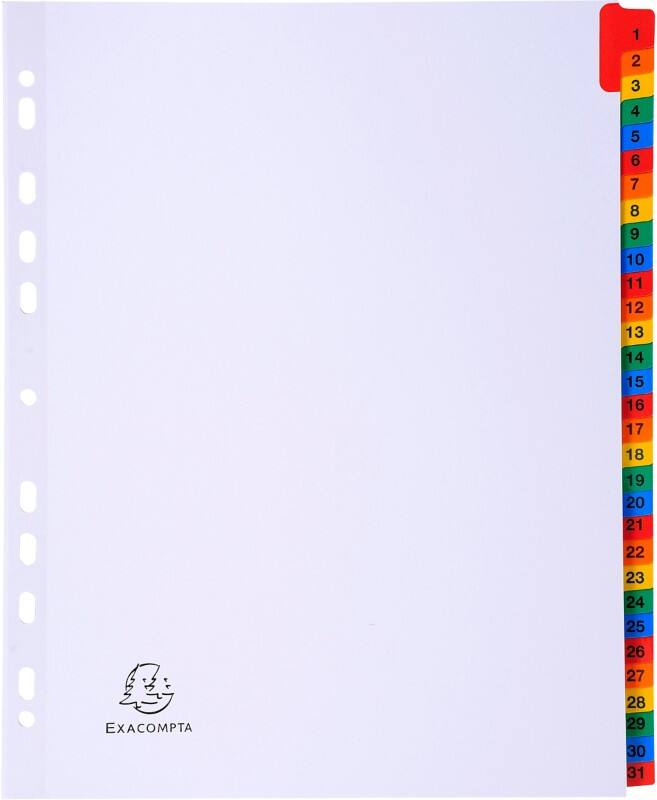 Exacompta Register 4131E DIN A4+ Weiß 31-teilig Perforiert Karton 1 bis 31 10 Stück